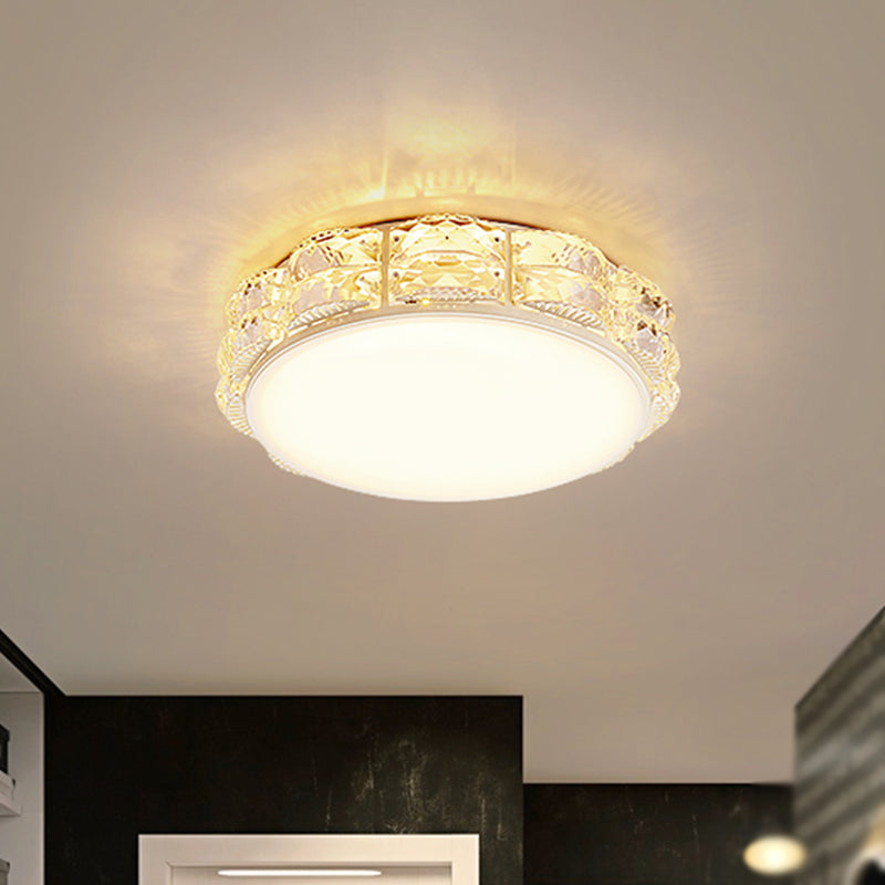 Square/Round Flush Lamp Minimalism Crystal LED Doorway Ceiling Mount Light Fixture in Black/White White Round Clearhalo 'Ceiling Lights' 'Close To Ceiling Lights' 'Close to ceiling' 'Flush mount' Lighting' 1723200