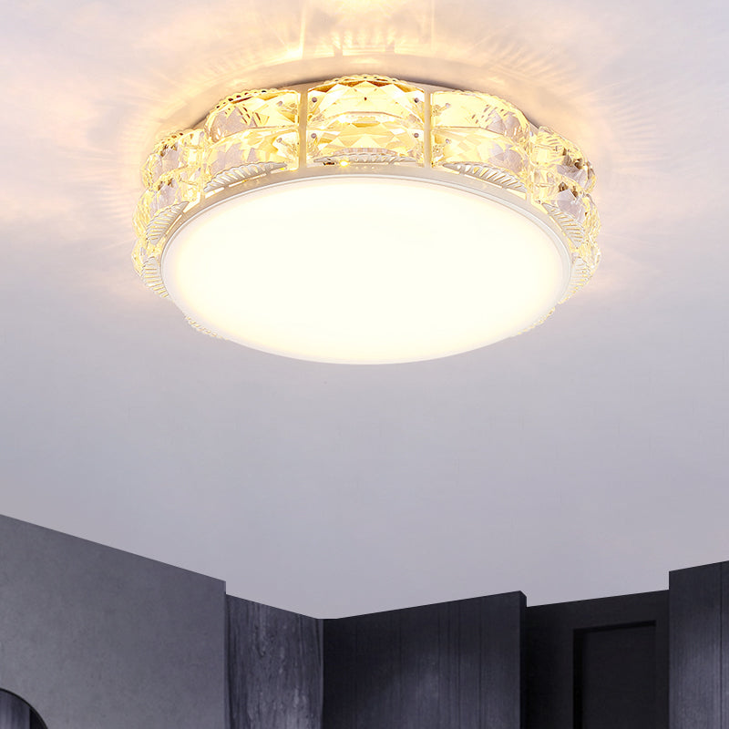 Square/Round Flush Lamp Minimalism Crystal LED Doorway Ceiling Mount Light Fixture in Black/White Clearhalo 'Ceiling Lights' 'Close To Ceiling Lights' 'Close to ceiling' 'Flush mount' Lighting' 1723202