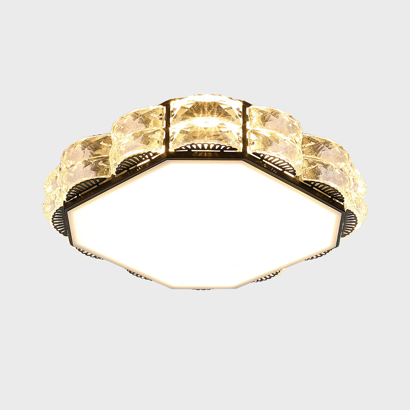 Square/Round Flush Lamp Minimalism Crystal LED Doorway Ceiling Mount Light Fixture in Black/White Clearhalo 'Ceiling Lights' 'Close To Ceiling Lights' 'Close to ceiling' 'Flush mount' Lighting' 1723207