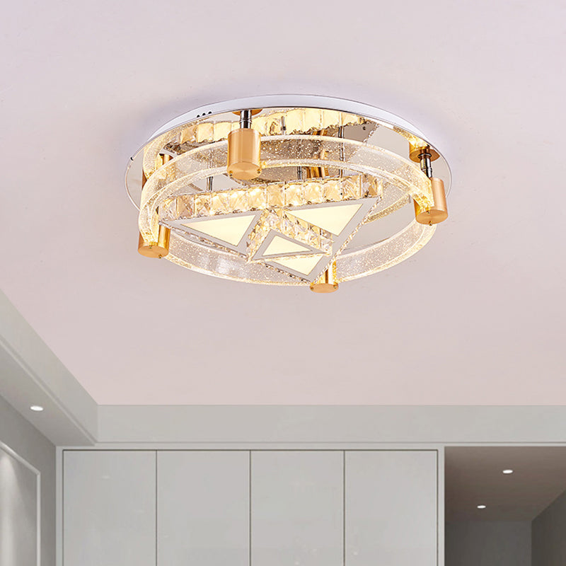 Circular Semi Mount Lighting Minimalist LED Chrome Ceiling Flush with Triangle/Star Design Clearhalo 'Ceiling Lights' 'Close To Ceiling Lights' 'Close to ceiling' 'Semi-flushmount' Lighting' 1723271