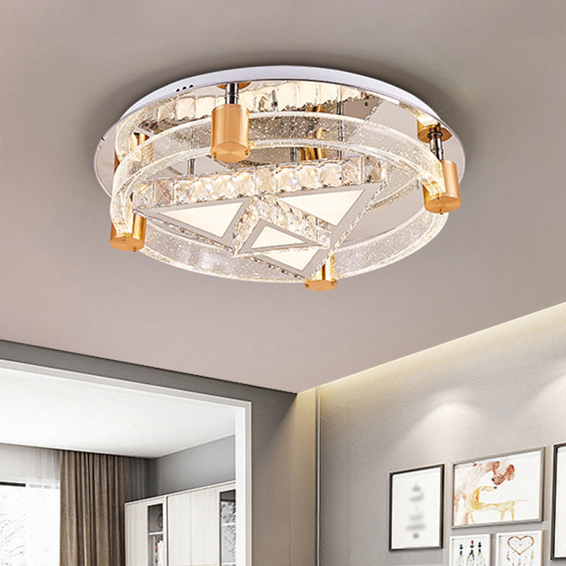 Circular Semi Mount Lighting Minimalist LED Chrome Ceiling Flush with Triangle/Star Design Clearhalo 'Ceiling Lights' 'Close To Ceiling Lights' 'Close to ceiling' 'Semi-flushmount' Lighting' 1723272