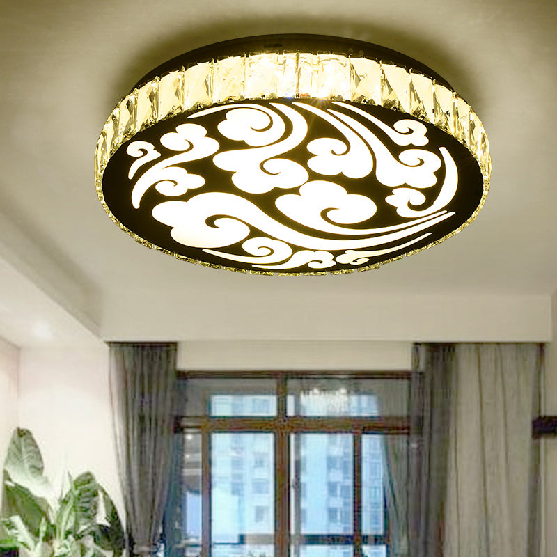 Round Ceiling Light Fixture Simple Crystal Block LED Hallway Flush Mount with Cloud Design in Chrome Chrome Clearhalo 'Ceiling Lights' 'Close To Ceiling Lights' 'Close to ceiling' 'Flush mount' Lighting' 1723275