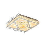 Modernism Square Ceiling Flush Crystal Block LED Parlor Flush Mount Light with Lotus Design in Chrome Clearhalo 'Ceiling Lights' 'Close To Ceiling Lights' 'Close to ceiling' 'Flush mount' Lighting' 1723286