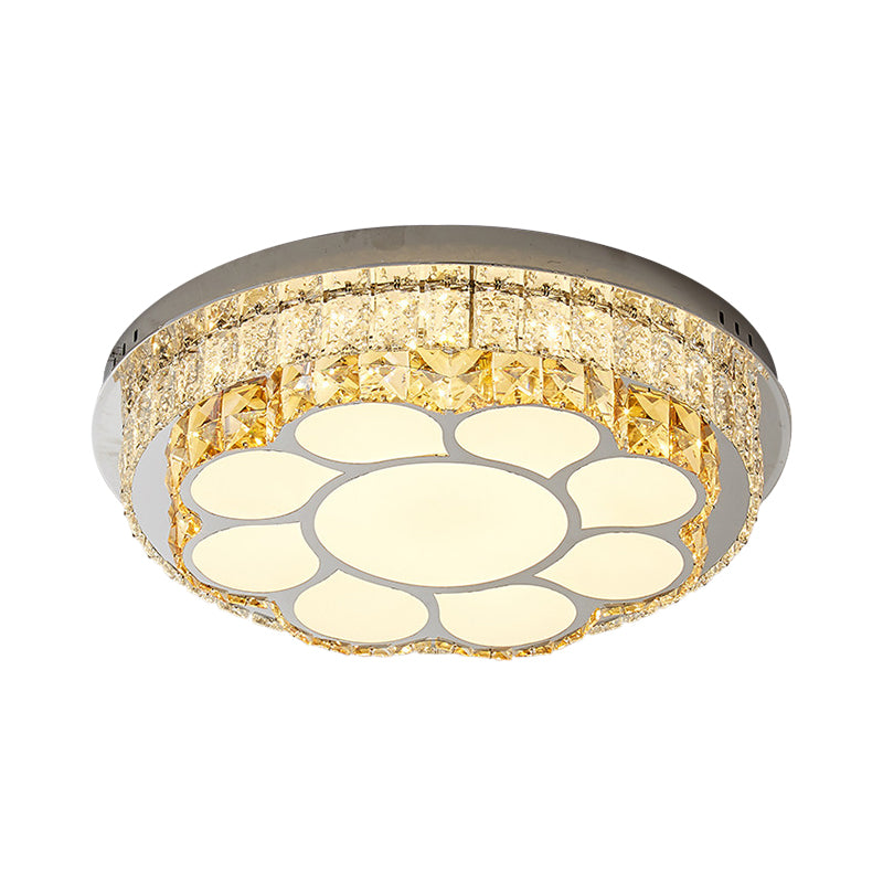 LED Bedroom Flush Mount Lamp Modern Chrome Ceiling Light with Flower/Loving Heart Crystal Block Shade Clearhalo 'Ceiling Lights' 'Close To Ceiling Lights' 'Close to ceiling' 'Flush mount' Lighting' 1723293