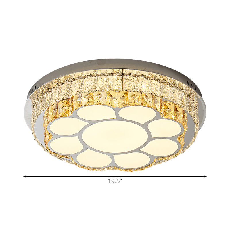 LED Bedroom Flush Mount Lamp Modern Chrome Ceiling Light with Flower/Loving Heart Crystal Block Shade Clearhalo 'Ceiling Lights' 'Close To Ceiling Lights' 'Close to ceiling' 'Flush mount' Lighting' 1723294