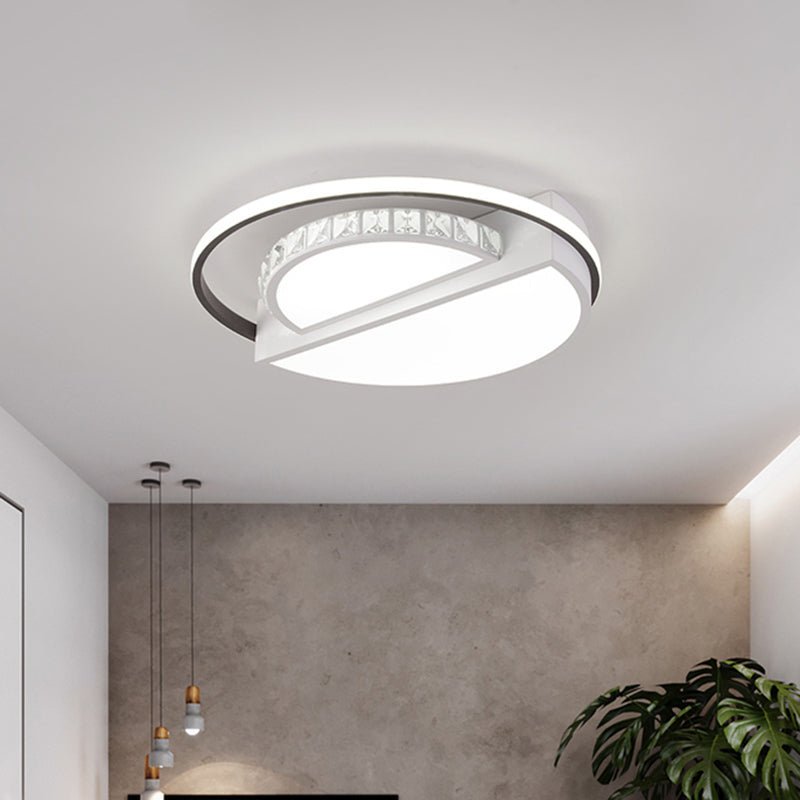 Modern Semicircle Ceiling Flush Mount Crystal Block LED Parlor Flushmount Lighting in White Clearhalo 'Ceiling Lights' 'Close To Ceiling Lights' 'Close to ceiling' 'Flush mount' Lighting' 1723310