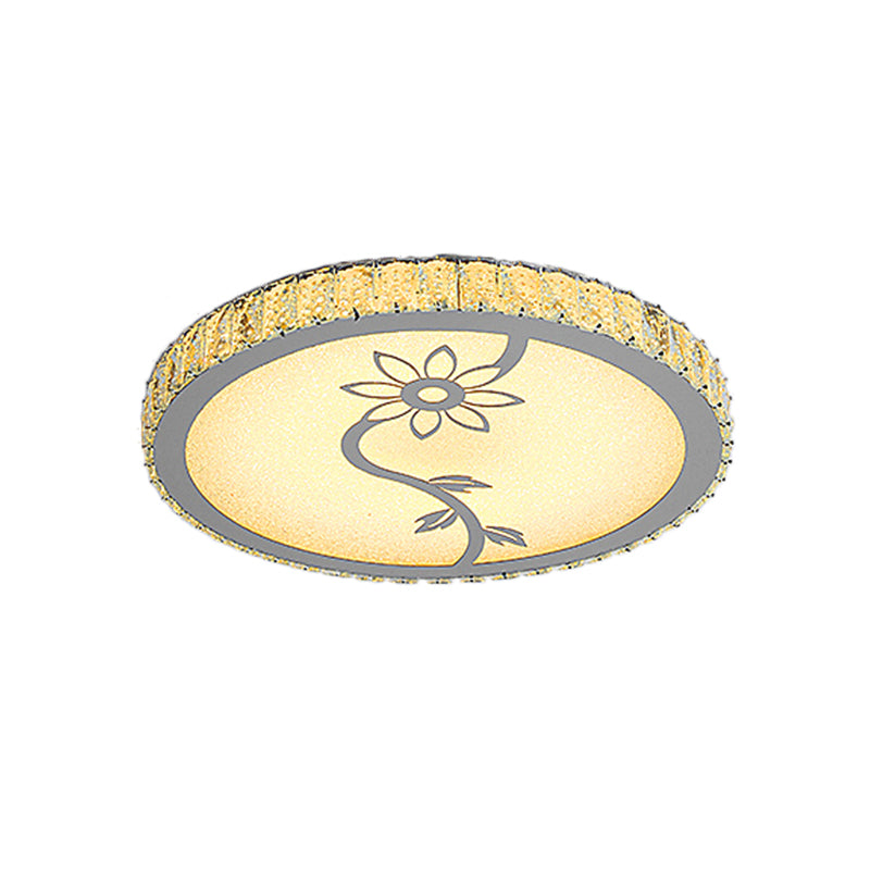 Circle Close to Ceiling Lamp Modernism LED Chrome Flushmount Lighting with Blossom Pattern Clearhalo 'Ceiling Lights' 'Close To Ceiling Lights' 'Close to ceiling' 'Flush mount' Lighting' 1723315