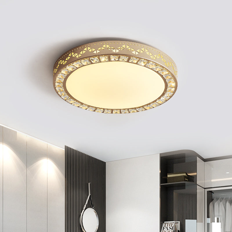 Circular Ceiling Flush Simple Hand-Cut Crystal LED Bedroom Flush Mount Fixture in Gold Clearhalo 'Ceiling Lights' 'Close To Ceiling Lights' 'Close to ceiling' 'Flush mount' Lighting' 1723322