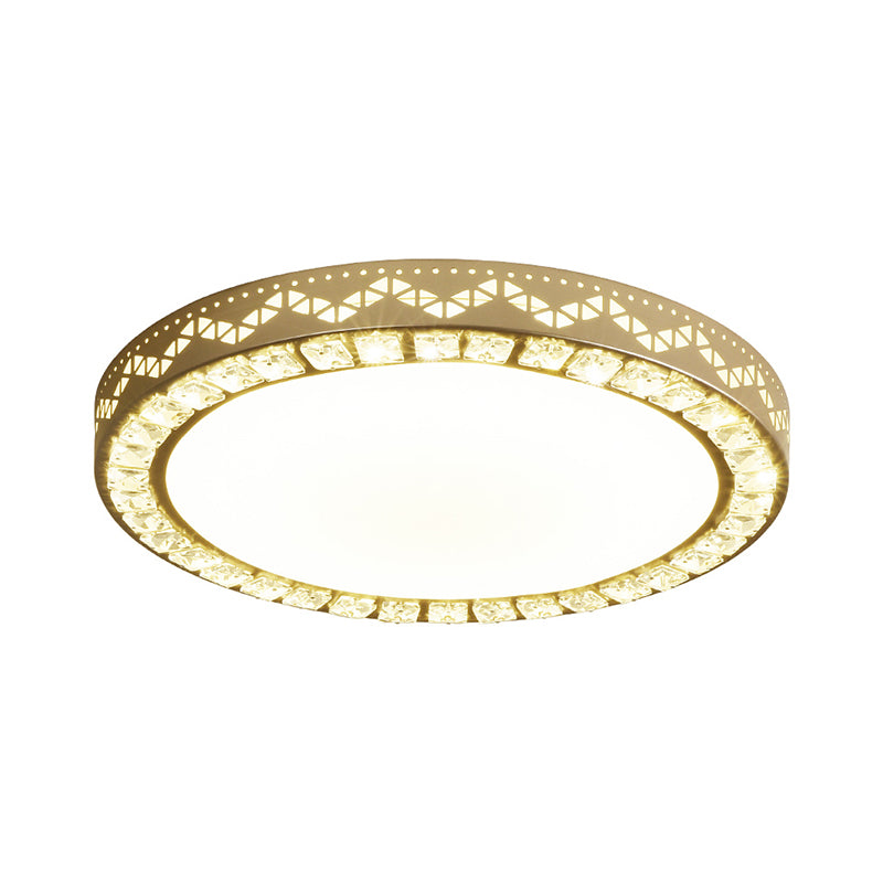 Circular Ceiling Flush Simple Hand-Cut Crystal LED Bedroom Flush Mount Fixture in Gold Clearhalo 'Ceiling Lights' 'Close To Ceiling Lights' 'Close to ceiling' 'Flush mount' Lighting' 1723323