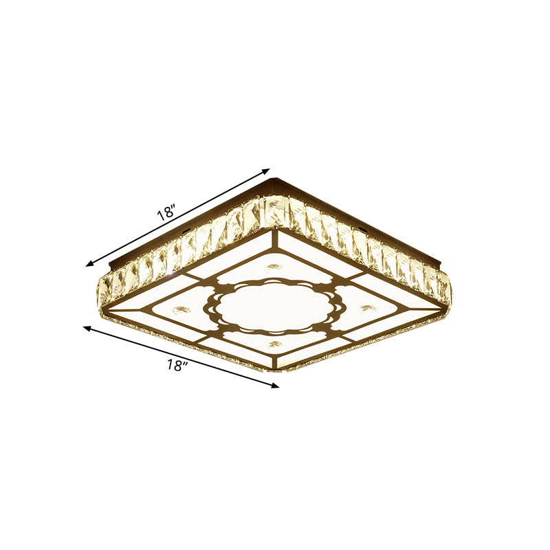 Squared Living Room Ceiling Flush Mount Crystal Block LED Simplicity Flush Lamp in Chrome Clearhalo 'Ceiling Lights' 'Close To Ceiling Lights' 'Close to ceiling' 'Flush mount' Lighting' 1723340