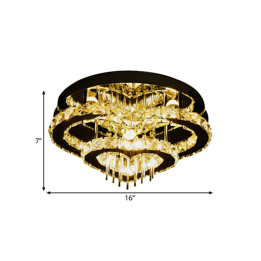 Loving Heart Ceiling Mounted Fixture Simple Crystal Block and Rod LED Chrome Flush Light Clearhalo 'Ceiling Lights' 'Close To Ceiling Lights' 'Close to ceiling' 'Semi-flushmount' Lighting' 1723344