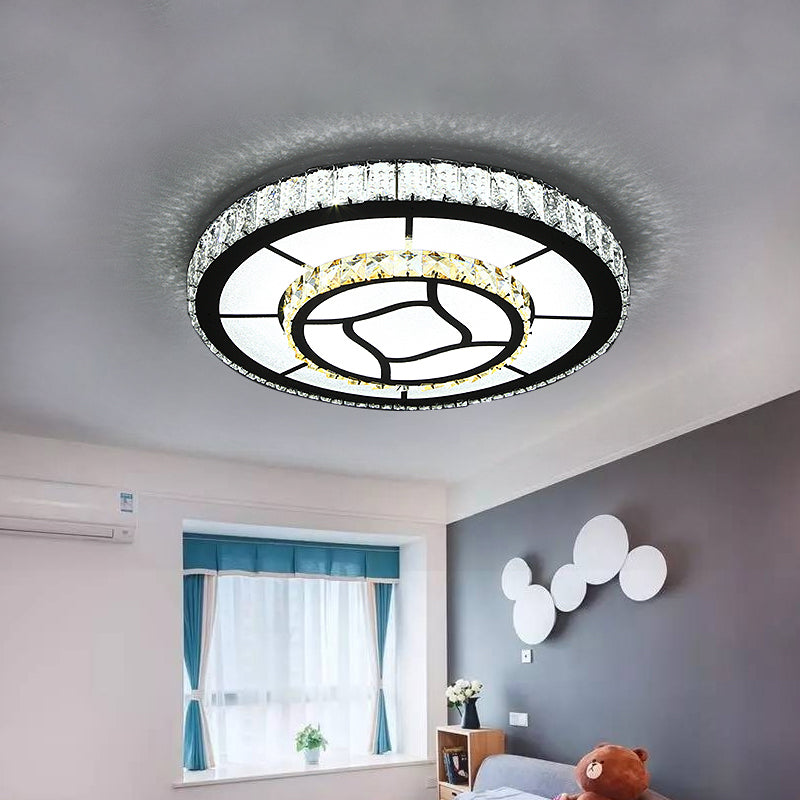 Round Crystal Block Ceiling Light Simplicity LED Chrome Flush Mount Lighting Fixture Clearhalo 'Ceiling Lights' 'Close To Ceiling Lights' 'Close to ceiling' 'Semi-flushmount' Lighting' 1723367