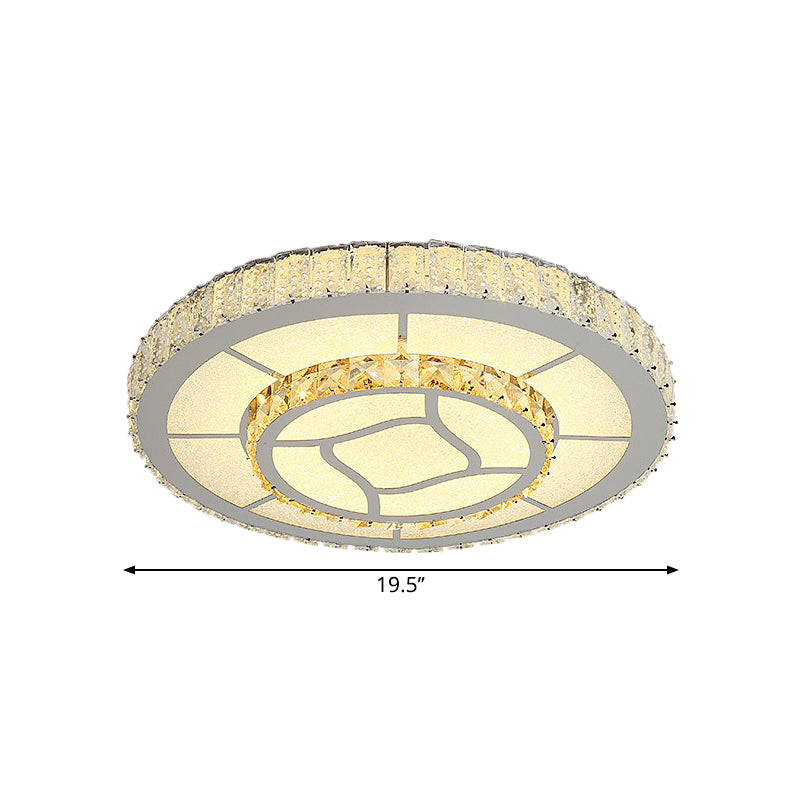 Round Crystal Block Ceiling Light Simplicity LED Chrome Flush Mount Lighting Fixture Clearhalo 'Ceiling Lights' 'Close To Ceiling Lights' 'Close to ceiling' 'Semi-flushmount' Lighting' 1723369