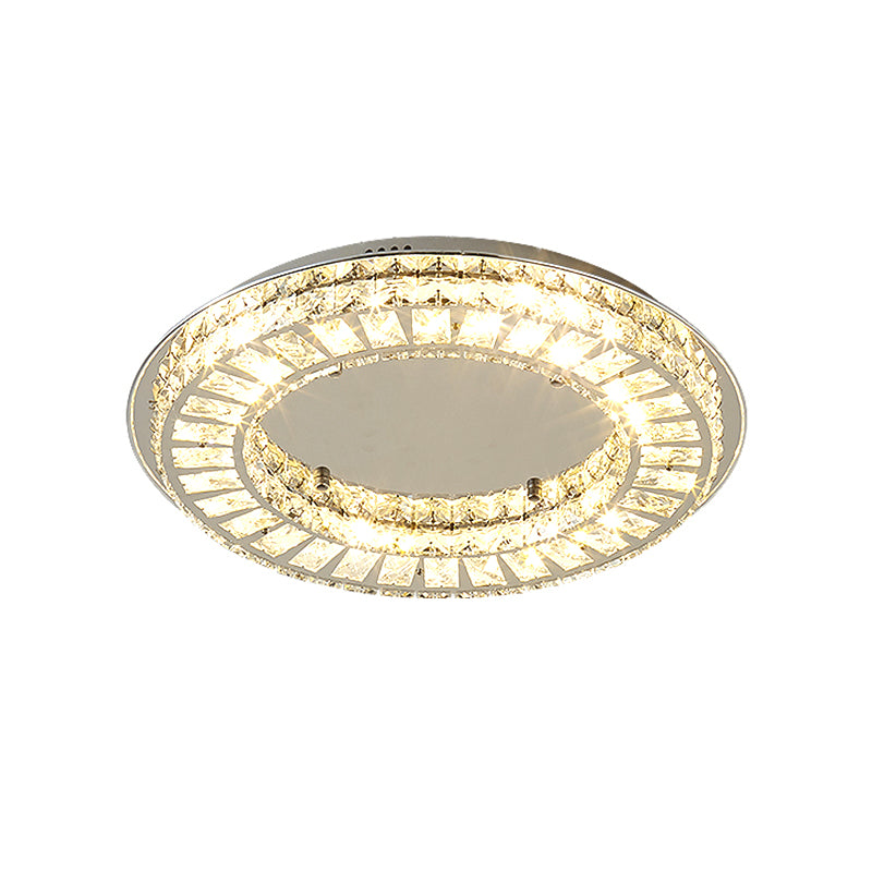 Hoop Flush Mount Light Minimalist Crystal Rectangle LED Chrome Ceiling Fixture for Sleeping Room Clearhalo 'Ceiling Lights' 'Close To Ceiling Lights' 'Close to ceiling' 'Flush mount' Lighting' 1723380