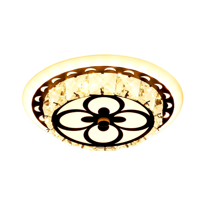 Round/Square Flush Mount Lamp Modernist Crystal Block LED Corridor Ceiling Lighting in Chrome Clearhalo 'Ceiling Lights' 'Close To Ceiling Lights' 'Close to ceiling' 'Flush mount' Lighting' 1723387