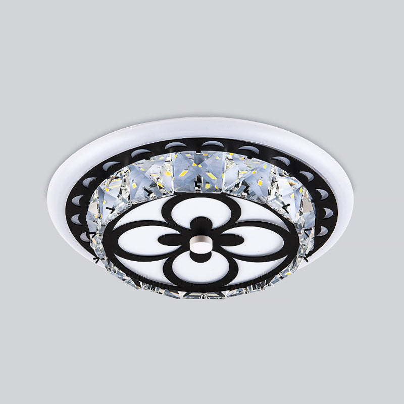 Round/Square Flush Mount Lamp Modernist Crystal Block LED Corridor Ceiling Lighting in Chrome Clearhalo 'Ceiling Lights' 'Close To Ceiling Lights' 'Close to ceiling' 'Flush mount' Lighting' 1723388