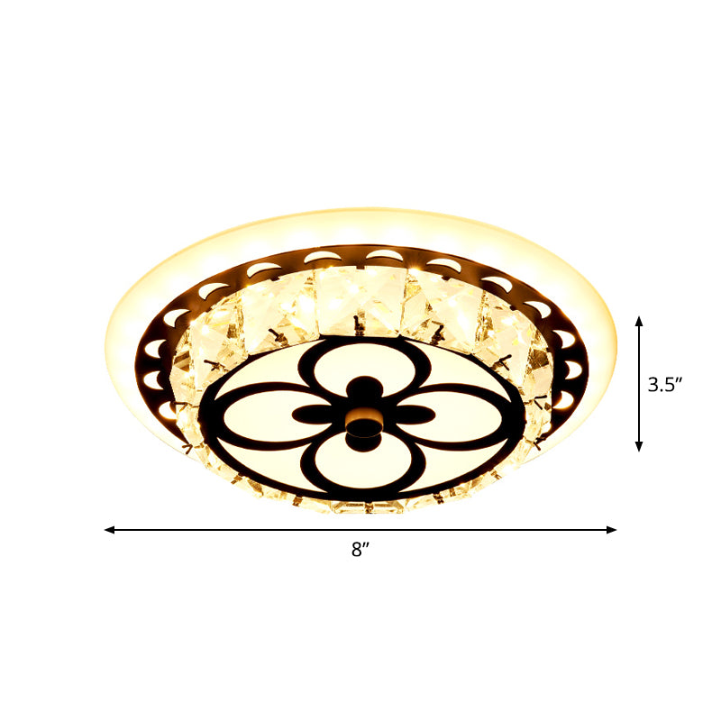 Round/Square Flush Mount Lamp Modernist Crystal Block LED Corridor Ceiling Lighting in Chrome Clearhalo 'Ceiling Lights' 'Close To Ceiling Lights' 'Close to ceiling' 'Flush mount' Lighting' 1723389