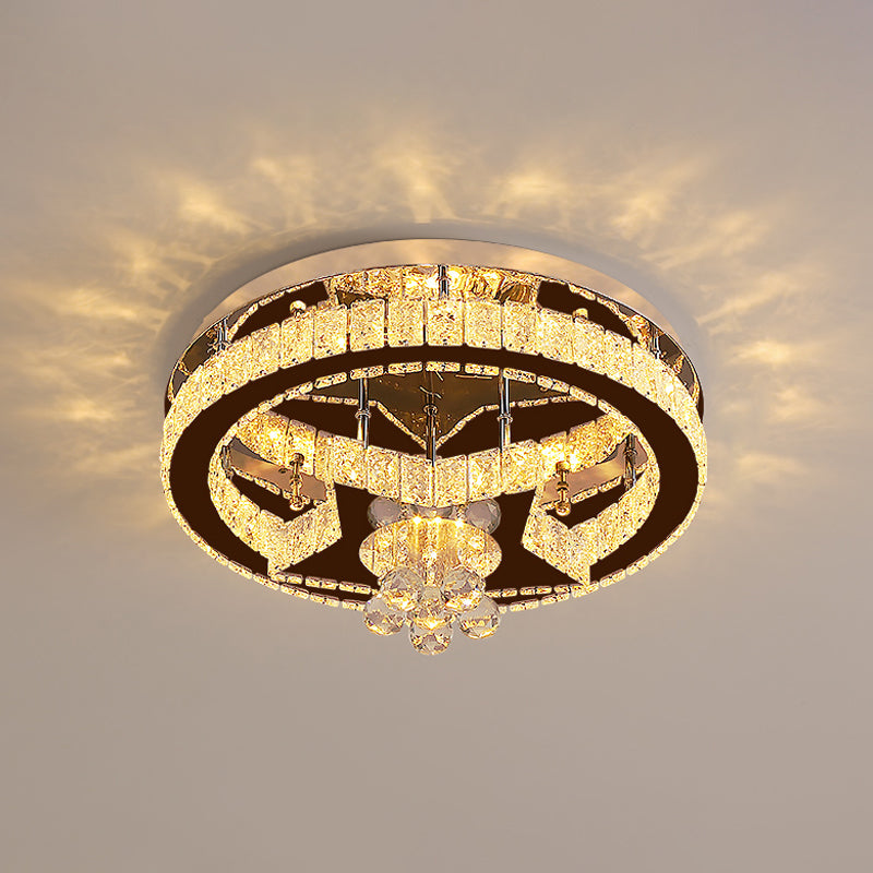 Crystal Rectangle Moon/Star Ceiling Lamp Modern LED Semi Flush Light in Chrome with Droplet Deco Clearhalo 'Ceiling Lights' 'Close To Ceiling Lights' 'Close to ceiling' 'Semi-flushmount' Lighting' 1723410