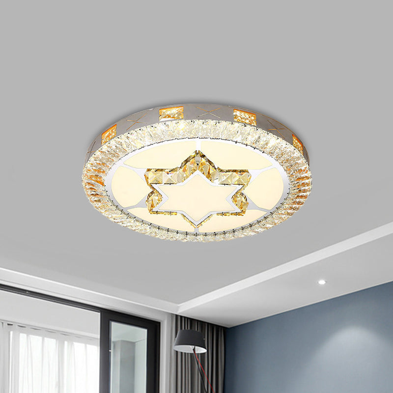 Chrome LED Star/Loving Heart Flush Mount Minimalist Beveled Crystal Close to Ceiling Lamp for Sleeping Room Chrome Star Clearhalo 'Ceiling Lights' 'Close To Ceiling Lights' 'Close to ceiling' 'Flush mount' Lighting' 1723412