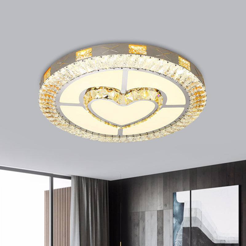 Chrome LED Star/Loving Heart Flush Mount Minimalist Beveled Crystal Close to Ceiling Lamp for Sleeping Room Chrome Loving Heart Clearhalo 'Ceiling Lights' 'Close To Ceiling Lights' 'Close to ceiling' 'Flush mount' Lighting' 1723416