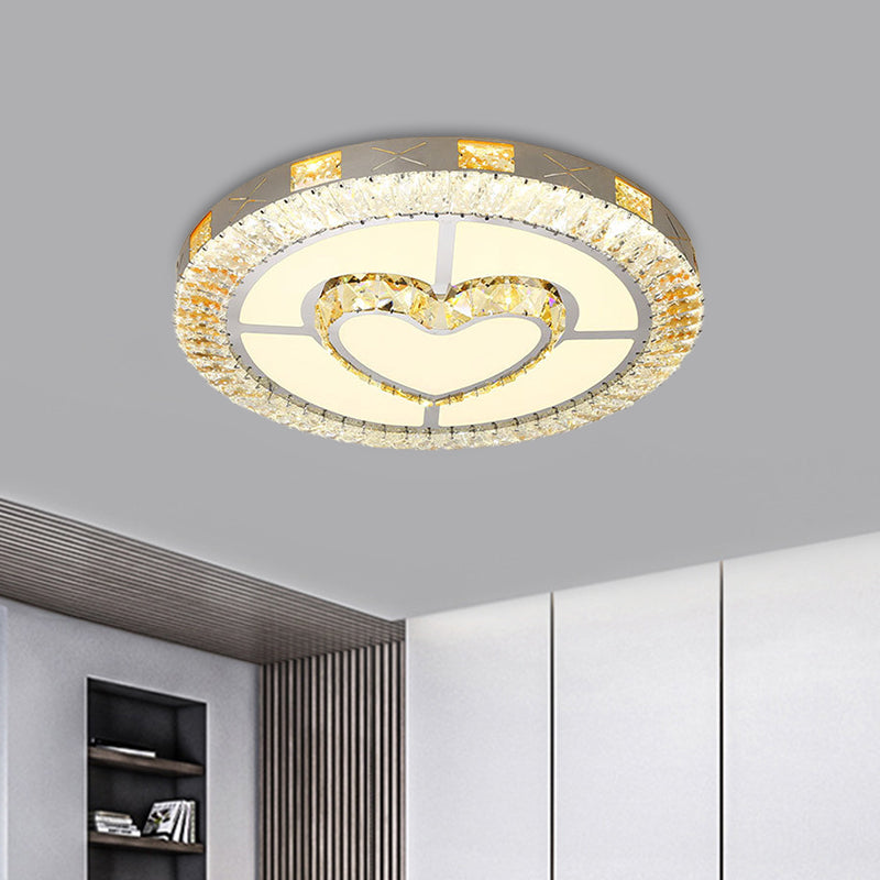 Chrome LED Star/Loving Heart Flush Mount Minimalist Beveled Crystal Close to Ceiling Lamp for Sleeping Room Clearhalo 'Ceiling Lights' 'Close To Ceiling Lights' 'Close to ceiling' 'Flush mount' Lighting' 1723417