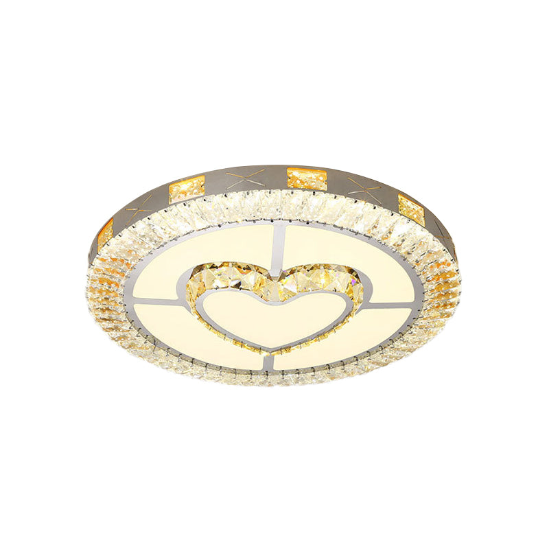 Chrome LED Star/Loving Heart Flush Mount Minimalist Beveled Crystal Close to Ceiling Lamp for Sleeping Room Clearhalo 'Ceiling Lights' 'Close To Ceiling Lights' 'Close to ceiling' 'Flush mount' Lighting' 1723418