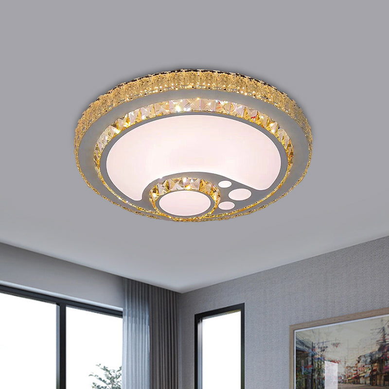 Circle Crystal Block Ceiling Flush Simplicity LED Chrome Flush Mount Lighting Fixture Clearhalo 'Ceiling Lights' 'Close To Ceiling Lights' 'Close to ceiling' 'Flush mount' Lighting' 1723421