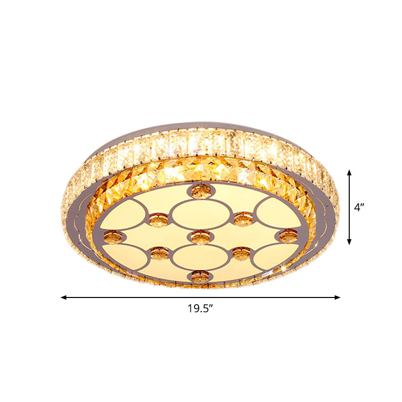 LED Bedroom Ceiling Mount Light Simple Chrome Flush Lamp with Circular Beveled Crystal Shade Clearhalo 'Ceiling Lights' 'Close To Ceiling Lights' 'Close to ceiling' 'Flush mount' Lighting' 1723431