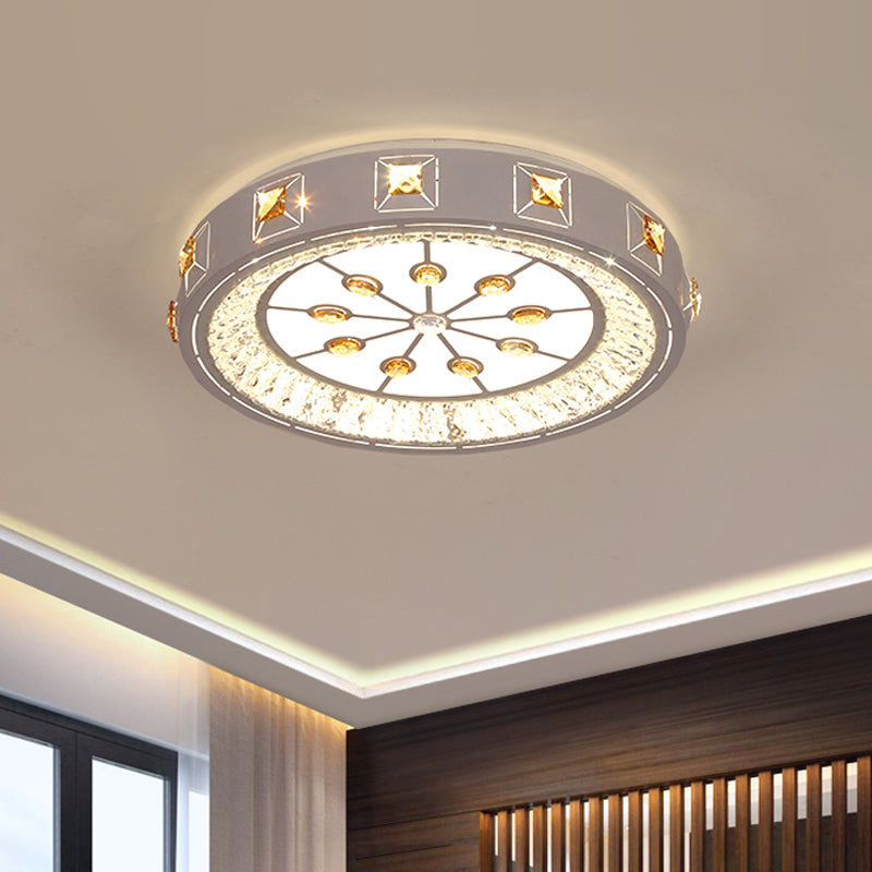 Round Sleeping Room Flushmount Cut Crystal LED Contemporary Ceiling Lamp with Cheery/Orange Pattern in Chrome Clearhalo 'Ceiling Lights' 'Close To Ceiling Lights' 'Close to ceiling' 'Flush mount' Lighting' 1723433