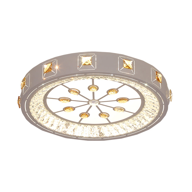 Round Sleeping Room Flushmount Cut Crystal LED Contemporary Ceiling Lamp with Cheery/Orange Pattern in Chrome Clearhalo 'Ceiling Lights' 'Close To Ceiling Lights' 'Close to ceiling' 'Flush mount' Lighting' 1723434