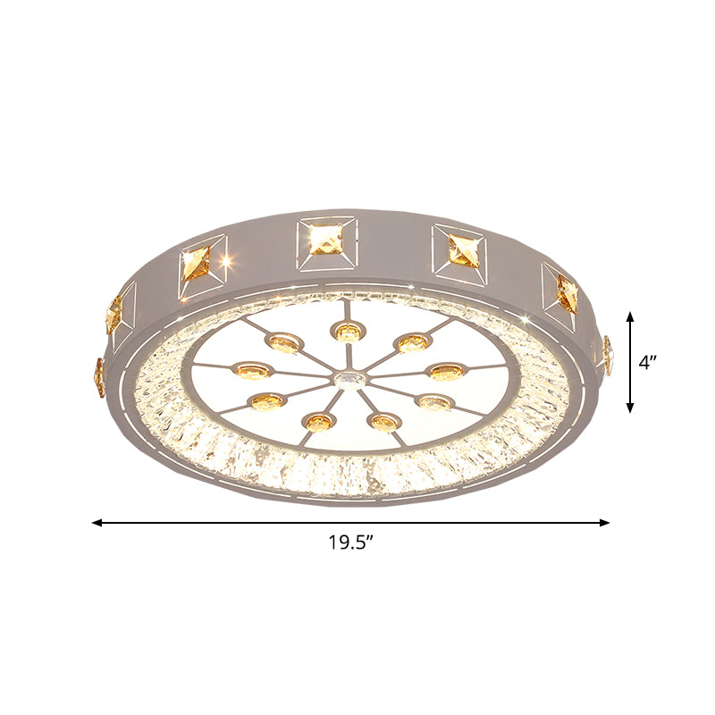 Round Sleeping Room Flushmount Cut Crystal LED Contemporary Ceiling Lamp with Cheery/Orange Pattern in Chrome Clearhalo 'Ceiling Lights' 'Close To Ceiling Lights' 'Close to ceiling' 'Flush mount' Lighting' 1723435