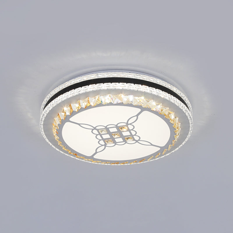 Circle Ceiling Fixture Modernist Faceted Crystal LED Chrome Flush Mount Lamp with Knot/Flower Design Clearhalo 'Ceiling Lights' 'Close To Ceiling Lights' 'Close to ceiling' 'Flush mount' Lighting' 1723447