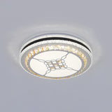 Circle Ceiling Fixture Modernist Faceted Crystal LED Chrome Flush Mount Lamp with Knot/Flower Design Clearhalo 'Ceiling Lights' 'Close To Ceiling Lights' 'Close to ceiling' 'Flush mount' Lighting' 1723447