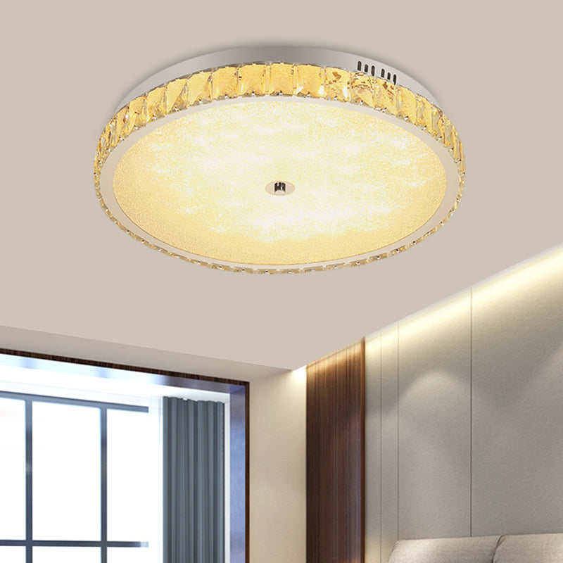 Round/Square Ceiling Lighting Simple Hand-Cut Crystal LED Bedroom Flush Mount Light in Chrome Chrome Round Clearhalo 'Ceiling Lights' 'Close To Ceiling Lights' 'Close to ceiling' 'Flush mount' Lighting' 1723456