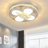 LED Parlor Ceiling Light Minimalist White Flush Mount Lighting with Loving Heart/Flower Crystal Block Shade Clearhalo 'Ceiling Lights' 'Close To Ceiling Lights' 'Close to ceiling' 'Flush mount' Lighting' 1723470