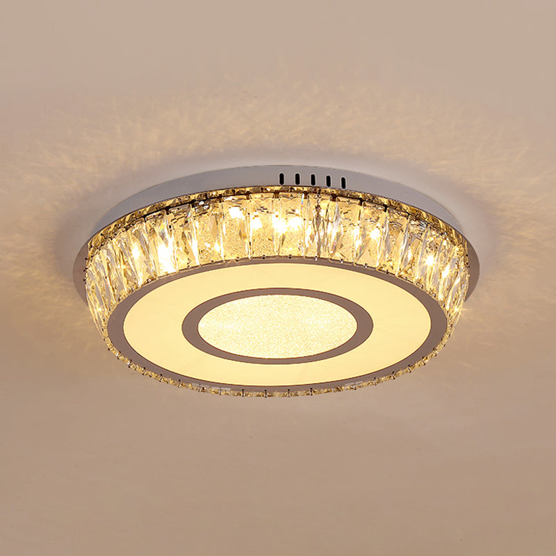 Crystal Block Round Flush Lamp Simplicity LED Ceiling Mount Light in Chrome for Living Room Clearhalo 'Ceiling Lights' 'Close To Ceiling Lights' 'Close to ceiling' 'Flush mount' Lighting' 1723476