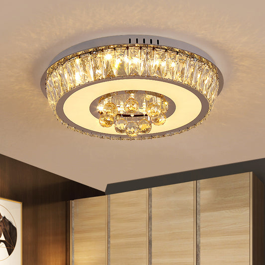 Crystal Block Round Flush Lamp Simplicity LED Ceiling Mount Light in Chrome for Living Room Chrome B Clearhalo 'Ceiling Lights' 'Close To Ceiling Lights' 'Close to ceiling' 'Flush mount' Lighting' 1723478