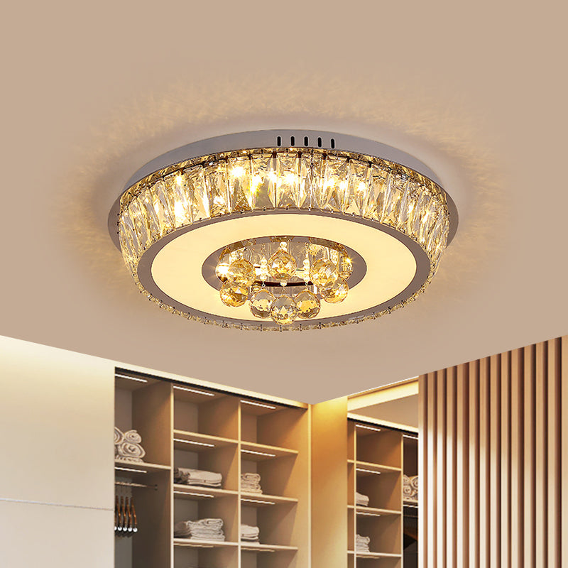 Crystal Block Round Flush Lamp Simplicity LED Ceiling Mount Light in Chrome for Living Room Clearhalo 'Ceiling Lights' 'Close To Ceiling Lights' 'Close to ceiling' 'Flush mount' Lighting' 1723479