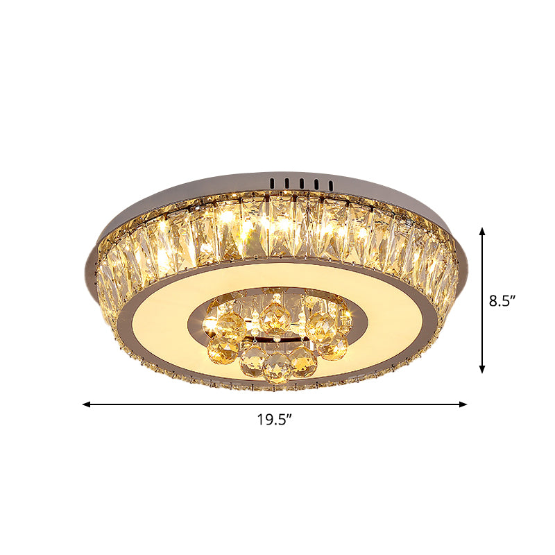 Crystal Block Round Flush Lamp Simplicity LED Ceiling Mount Light in Chrome for Living Room Clearhalo 'Ceiling Lights' 'Close To Ceiling Lights' 'Close to ceiling' 'Flush mount' Lighting' 1723482