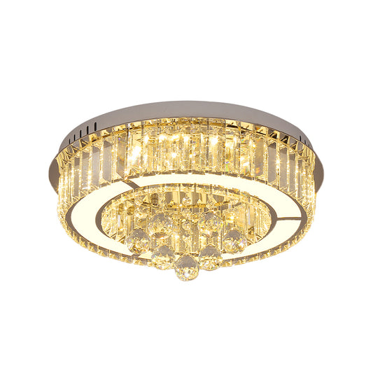 Chrome LED Floral Ceiling Fixture Modernism Faceted Crystal Flushmount Lighting, 18"/19.5" Width Clearhalo 'Ceiling Lights' 'Close To Ceiling Lights' 'Close to ceiling' 'Flush mount' Lighting' 1723484