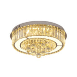 Chrome LED Floral Ceiling Fixture Modernism Faceted Crystal Flushmount Lighting, 18"/19.5" Width Clearhalo 'Ceiling Lights' 'Close To Ceiling Lights' 'Close to ceiling' 'Flush mount' Lighting' 1723484