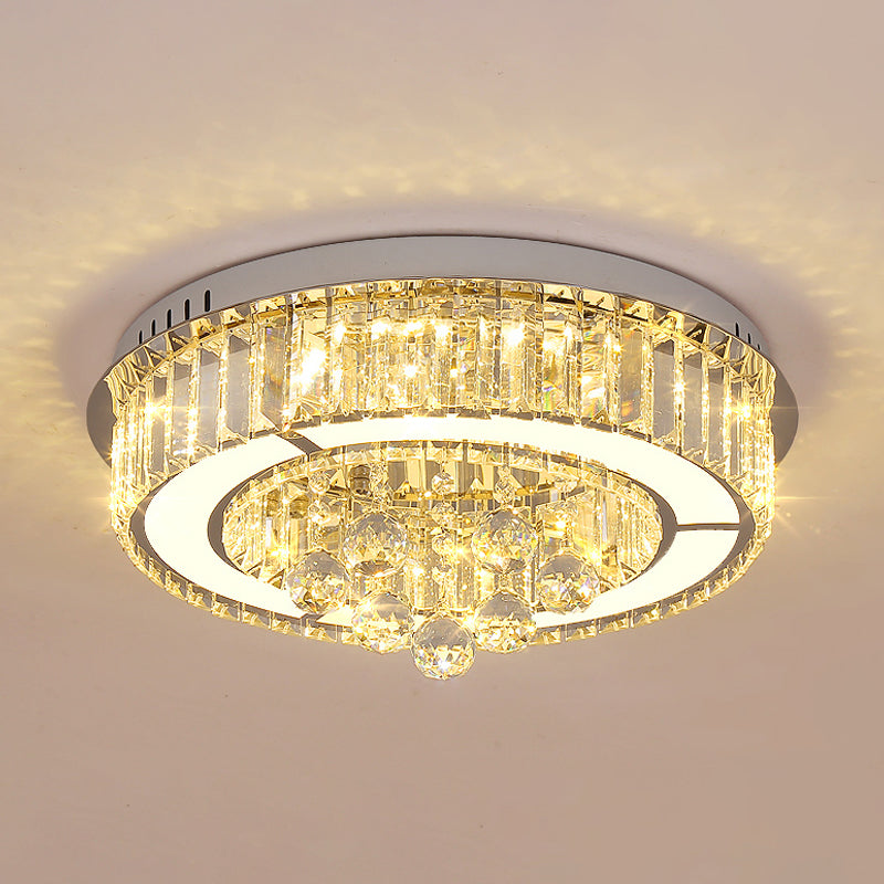 Chrome LED Floral Ceiling Fixture Modernism Faceted Crystal Flushmount Lighting, 18"/19.5" Width Clearhalo 'Ceiling Lights' 'Close To Ceiling Lights' 'Close to ceiling' 'Flush mount' Lighting' 1723485