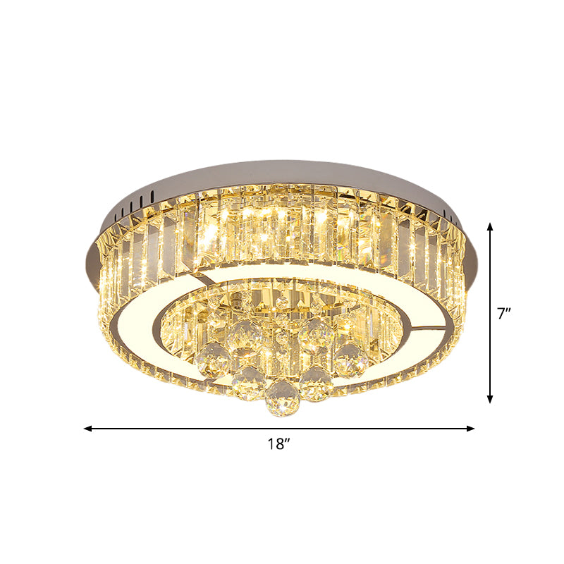 Chrome LED Floral Ceiling Fixture Modernism Faceted Crystal Flushmount Lighting, 18"/19.5" Width Clearhalo 'Ceiling Lights' 'Close To Ceiling Lights' 'Close to ceiling' 'Flush mount' Lighting' 1723486