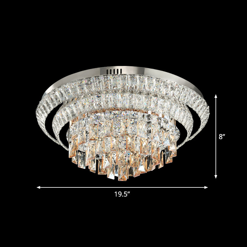 Tiered Round Crystal Block Flush Mount Contemporary LED Chrome Close to Ceiling Lighting Clearhalo 'Ceiling Lights' 'Close To Ceiling Lights' 'Close to ceiling' 'Flush mount' Lighting' 1723495