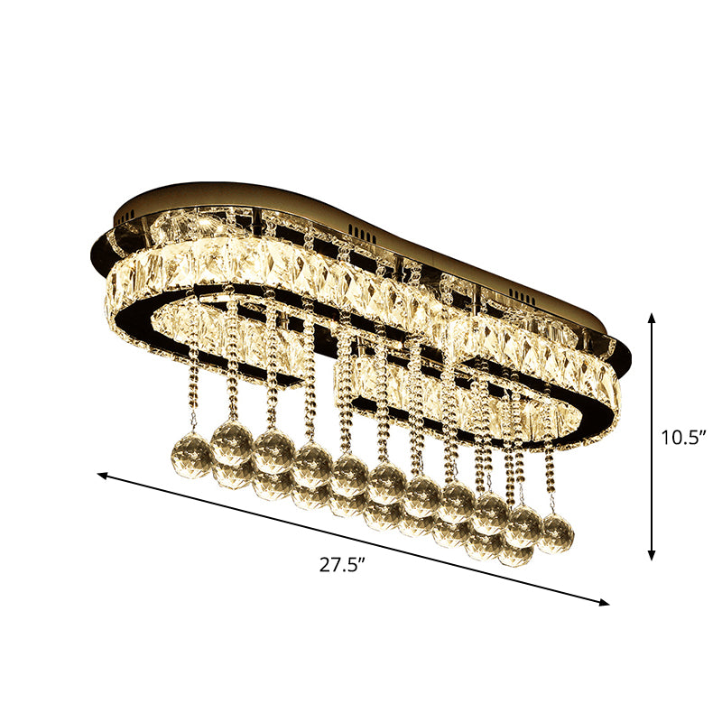 Crystal Rectangle Oval Ceiling Flush Modern LED Chrome Flush Mount Light with Accents Deco Clearhalo 'Ceiling Lights' 'Close To Ceiling Lights' 'Close to ceiling' 'Semi-flushmount' Lighting' 1723499