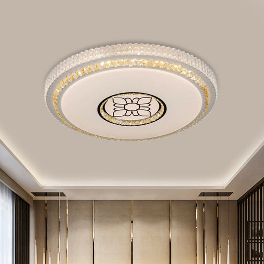 Circular Parlor Flush Light Cut Crystal LED Modernist Ceiling Flush Mount with Flower Pattern in White White Clearhalo 'Ceiling Lights' 'Close To Ceiling Lights' 'Close to ceiling' 'Flush mount' Lighting' 1723500