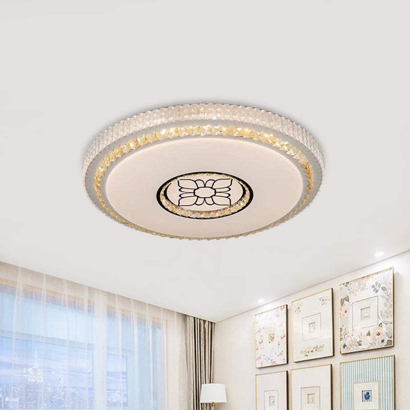 Circular Parlor Flush Light Cut Crystal LED Modernist Ceiling Flush Mount with Flower Pattern in White Clearhalo 'Ceiling Lights' 'Close To Ceiling Lights' 'Close to ceiling' 'Flush mount' Lighting' 1723501