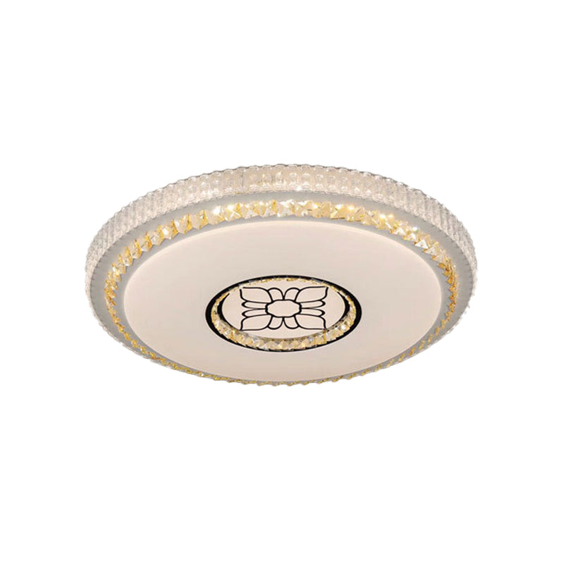 Circular Parlor Flush Light Cut Crystal LED Modernist Ceiling Flush Mount with Flower Pattern in White Clearhalo 'Ceiling Lights' 'Close To Ceiling Lights' 'Close to ceiling' 'Flush mount' Lighting' 1723502