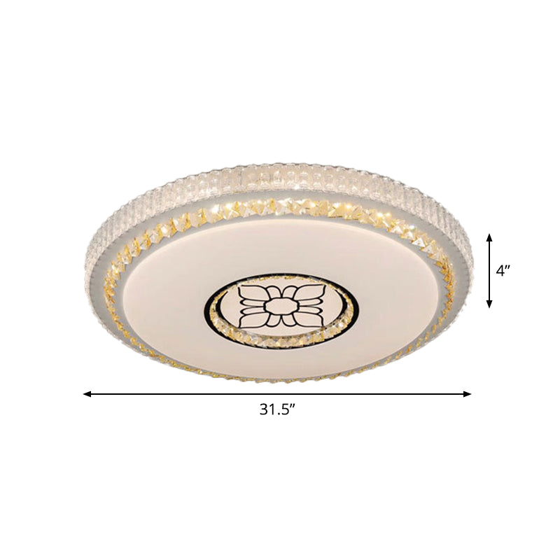 Circular Parlor Flush Light Cut Crystal LED Modernist Ceiling Flush Mount with Flower Pattern in White Clearhalo 'Ceiling Lights' 'Close To Ceiling Lights' 'Close to ceiling' 'Flush mount' Lighting' 1723503