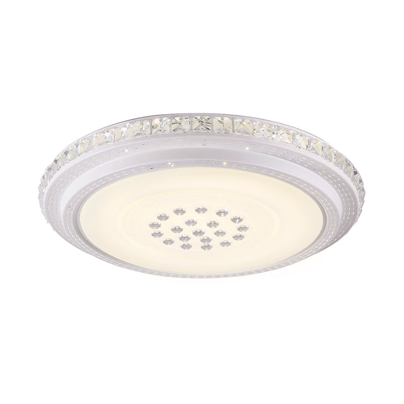 Minimalist LED Flush Mount Lamp Chrome Circle Ceiling Lighting with Crystal Block Shade Clearhalo 'Ceiling Lights' 'Close To Ceiling Lights' 'Close to ceiling' 'Flush mount' Lighting' 1723509